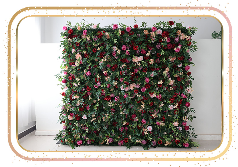 flower wall rental with mulit-colored roses